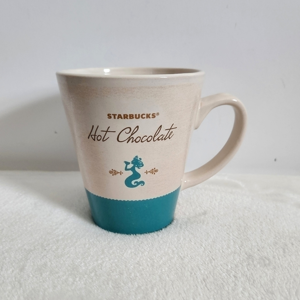 Starbucks 2010 Hot Chocolate Aqua Blue Tourquise Siren Mermaid Cup Mug 15 Oz